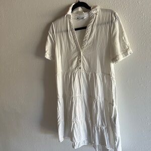 Zara Linen White Button-Up Mini Dress